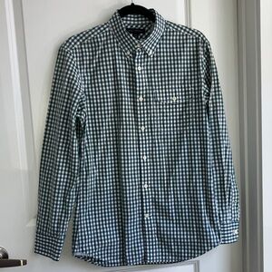 Banana Republic Green and White Checkered Shirt